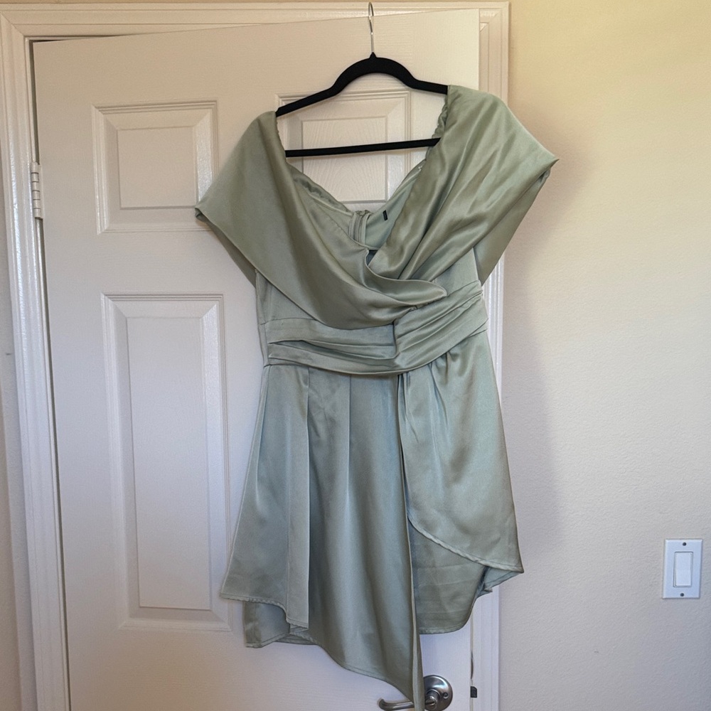 Lulu's Asymmetrical Sage Dress